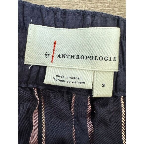 Anthropologie Small Navy Striped Short Pockets Pull On Resortwear Boho Beach - Picture 3 of 7